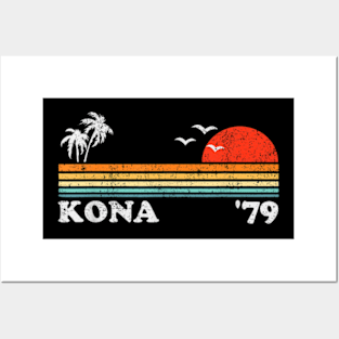 Vintage Kona Hawaii Beach Retro Hawaiian Surfing 70'S Gift T-Shirt Posters and Art